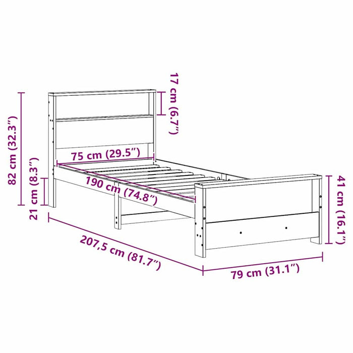Cadru de pat cu headboard Maro 75 x 190 cm Lemn compozit - WALTI WALTI