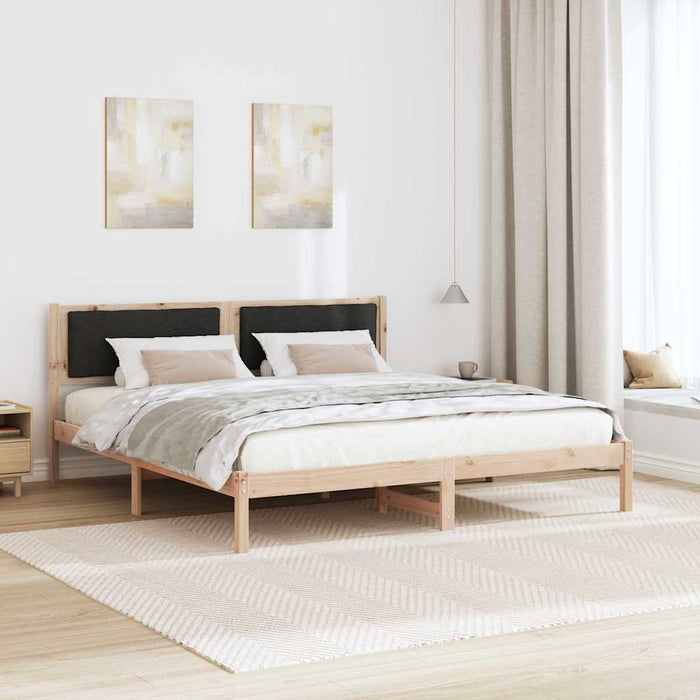 Cadru de pat cu headboard Negru 180 x 200 cm Lemn de pin masiv - WALTI WALTI