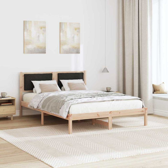 Cadru de pat cu headboard Negru 140 x 190 cm Lemn de pin masiv - WALTI WALTI