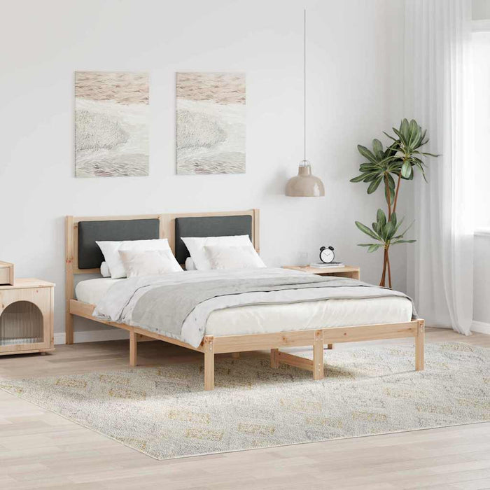 Cadru de pat Gri închis 135 x 190 cm Lemn de pin masiv - WALTI WALTI