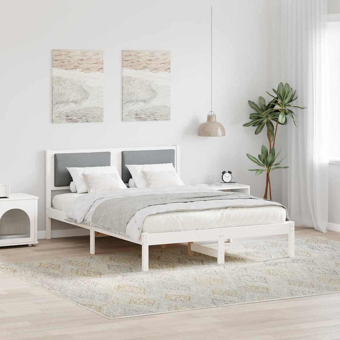 Cadru de pat Gri deschis 135 x 190 cm Lemn de pin masiv - WALTI WALTI