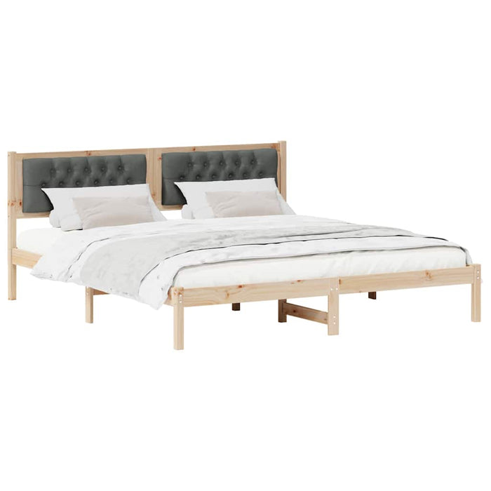 Cadru de pat cu headboard Gri închis 160 x 200 cm țesătură - WALTI WALTI