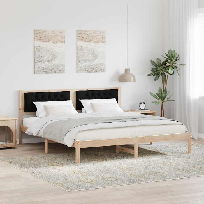 Cadru de pat cu headboard Negru 160 x 200 cm țesătură - WALTI WALTI