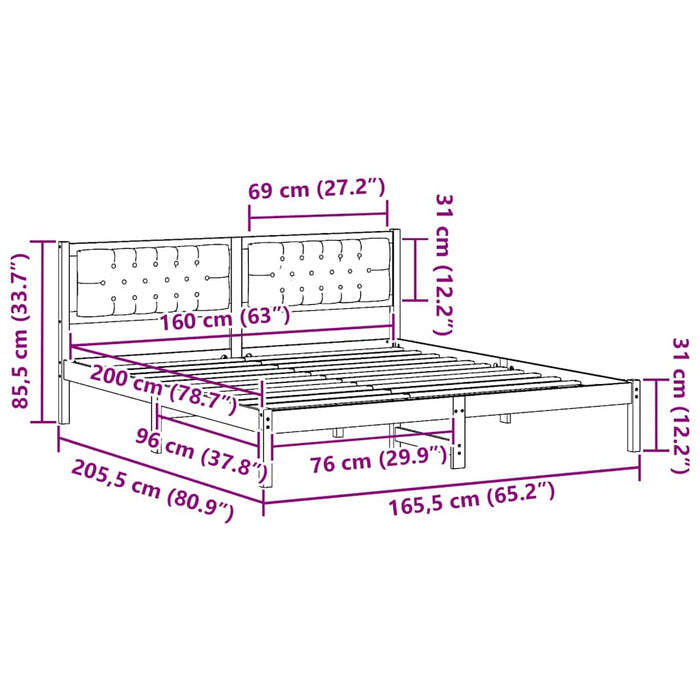 Cadru de pat cu headboard Gri deschis 160 x 200 cm țesătură - WALTI WALTI