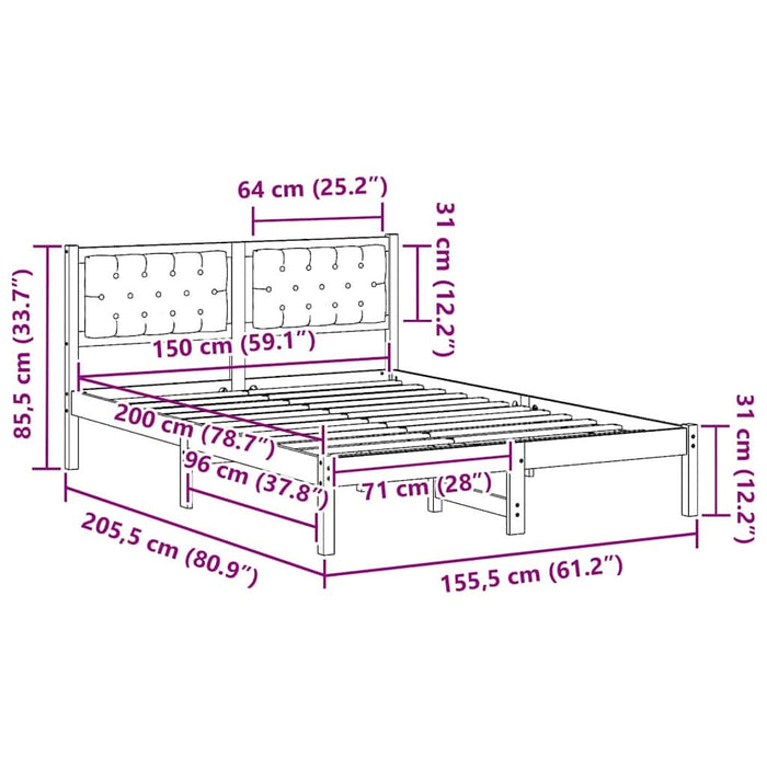Cadru de pat cu headboard Negru 150 x 200 cm țesătură - WALTI WALTI