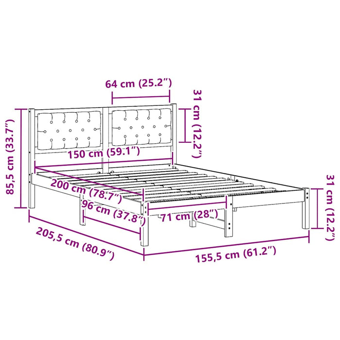 Cadru de pat cu headboard Gri deschis 150 x 200 cm țesătură - WALTI WALTI