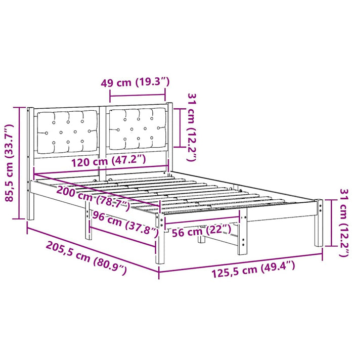 Cadru de pat cu headboard Gri închis 120 x 200 cm țesătură - WALTI WALTI