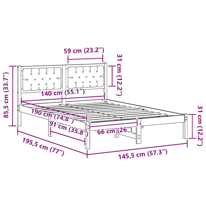Cadru de pat cu headboard Negru 140 x 190 cm țesătură - WALTI WALTI