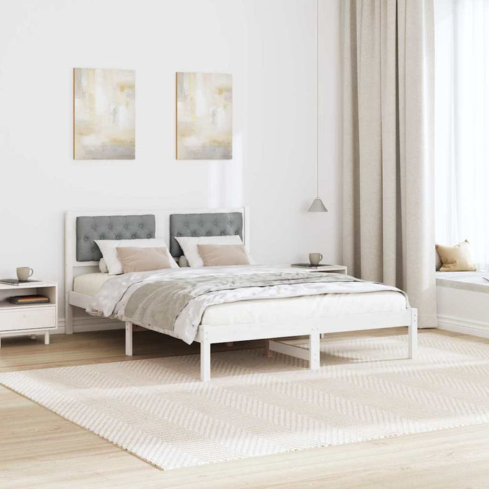 Cadru de pat cu headboard Gri deschis 140 x 190 cm țesătură - WALTI WALTI
