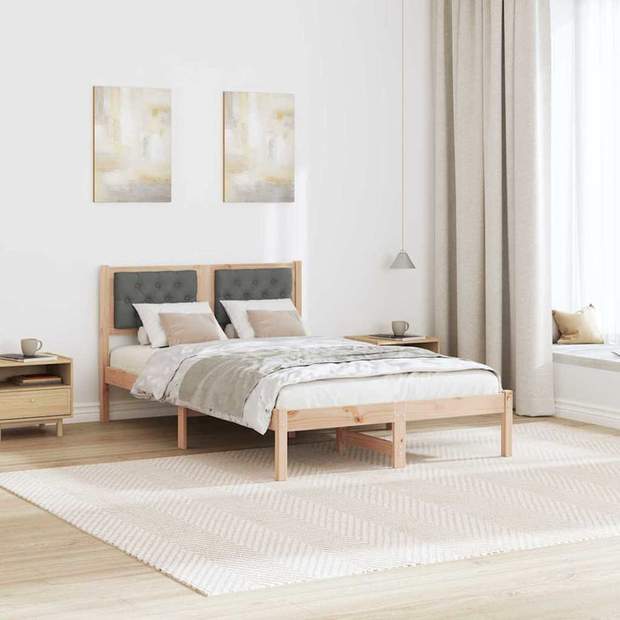 Cadru de pat cu headboard Gri închis 135 x 190 cm țesătură - WALTI WALTI