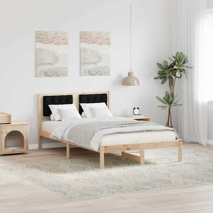 Cadru de pat cu headboard Negru 135 x 190 cm țesătură - WALTI WALTI