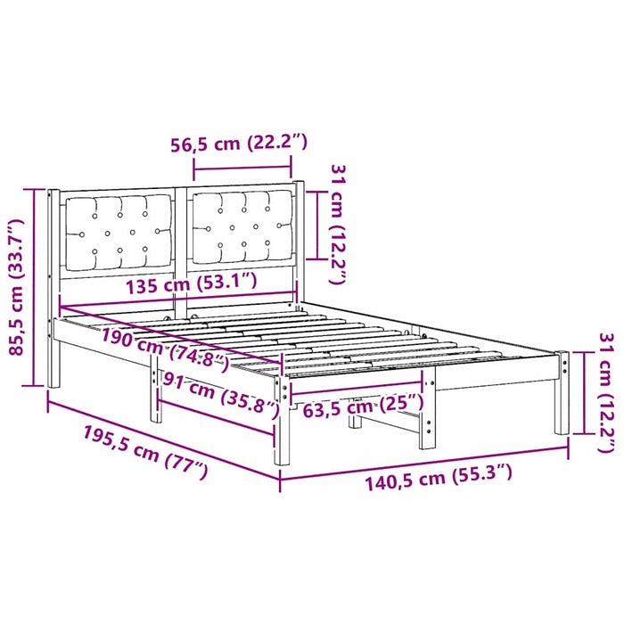 Cadru de pat cu headboard Negru 135 x 190 cm țesătură - WALTI WALTI