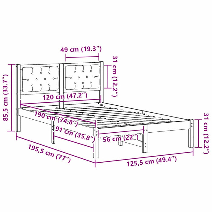 Cadru de pat cu headboard Gri închis 120 x 190 cm țesătură - WALTI WALTI