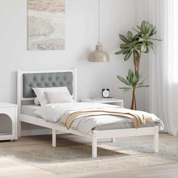 Cadru de pat cu headboard Gri deschis 90 x 190 cm țesătură - WALTI WALTI