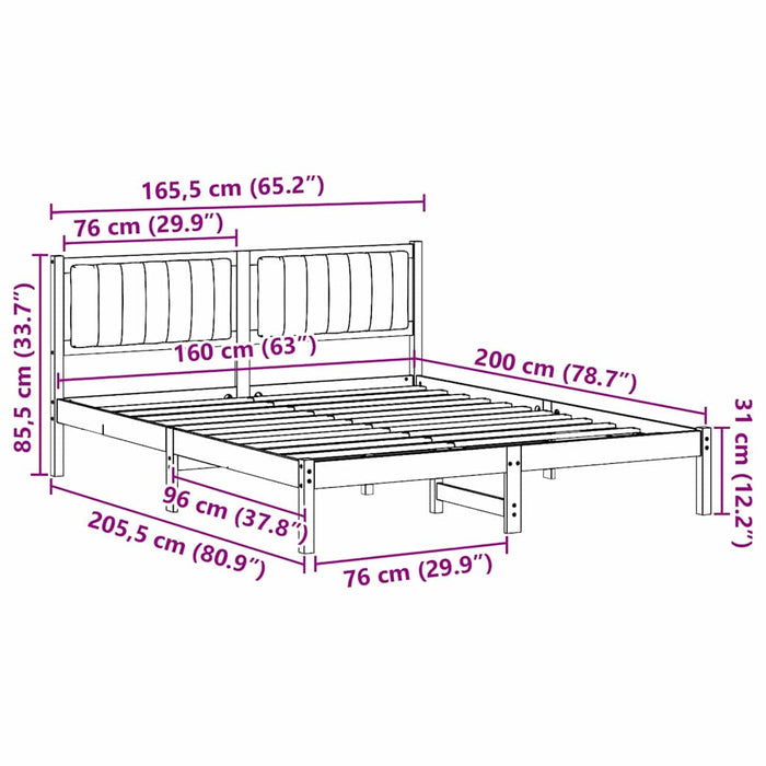 Cadru de pat cu tăblie tapițată Gri închis 160 x 200 cm - WALTI WALTI