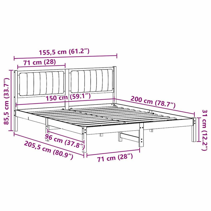 Cadru de pat cu tăblie tapițată Gri închis 150 x 200 cm - WALTI WALTI