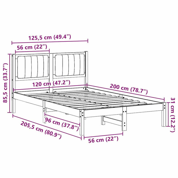 Cadru de pat cu tăblie tapițată cu headboard Negru 120 x 200 cm - WALTI WALTI