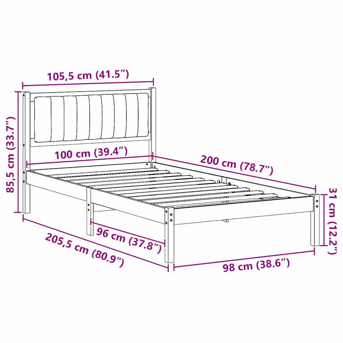 Cadru de pat cu tăblie tapițată Gri închis 100 x 200 cm - WALTI WALTI