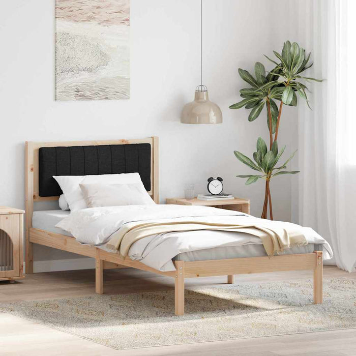 Cadru de pat cu tăblie tapițată cu headboard Negru 90 x 200 cm - WALTI WALTI