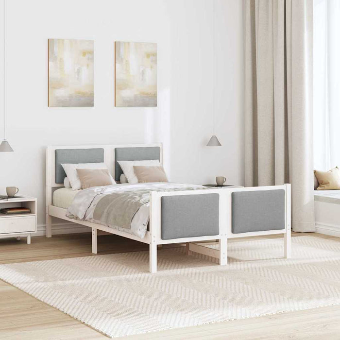 Cadru de pat cu headboard Gri deschis 120 x 200 cm țesătură - WALTI WALTI