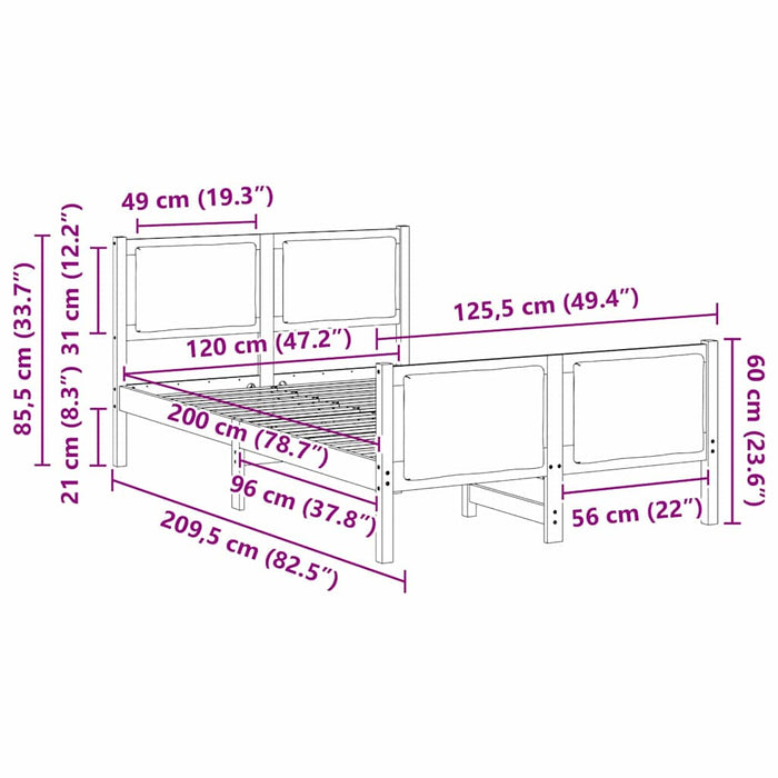 Cadru de pat cu headboard Gri deschis 120 x 200 cm țesătură - WALTI WALTI
