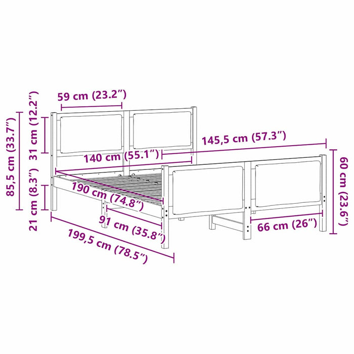 Cadru de pat cu headboard Gri închis 140 x 190 cm țesătură - WALTI WALTI