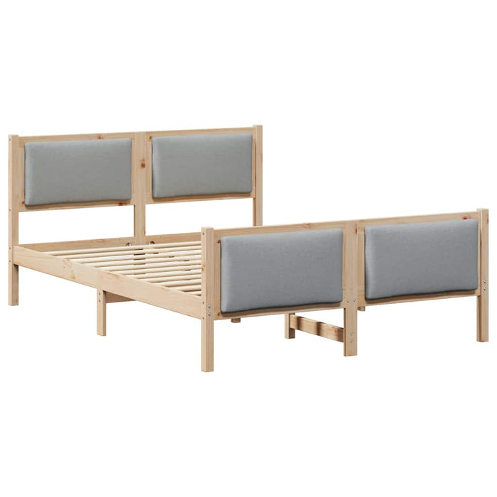 Cadru de pat cu headboard Gri deschis 135 x 190 cm țesătură - WALTI WALTI