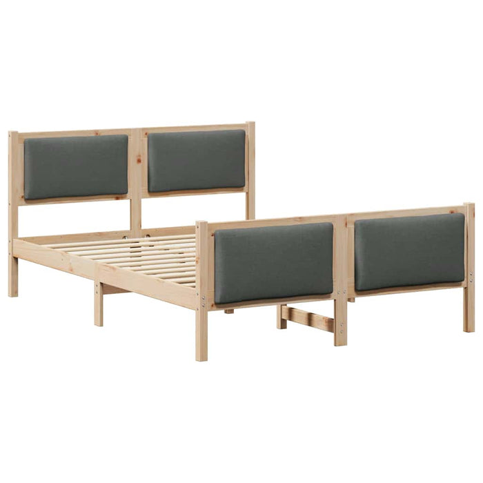 Cadru de pat cu headboard Gri închis 135 x 190 cm țesătură - WALTI WALTI