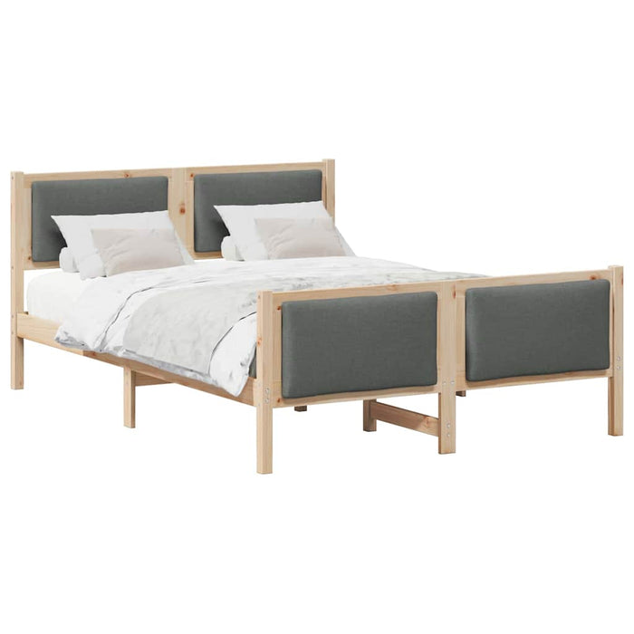 Cadru de pat cu headboard Gri închis 135 x 190 cm țesătură - WALTI WALTI
