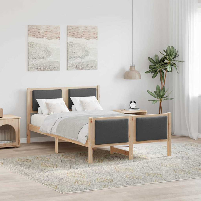 Cadru de pat cu headboard Gri închis 120 x 190 cm țesătură - WALTI WALTI