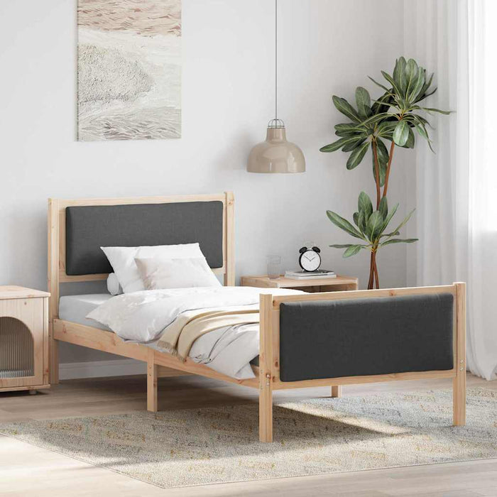 Cadru de pat cu headboard Gri închis 100 x 200 cm țesătură - WALTI WALTI