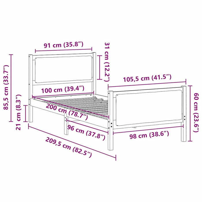 Cadru de pat cu headboard Negru 100 x 200 cm țesătură - WALTI WALTI