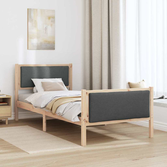 Cadru de pat cu headboard Gri închis 90 x 200 cm țesătură - WALTI WALTI