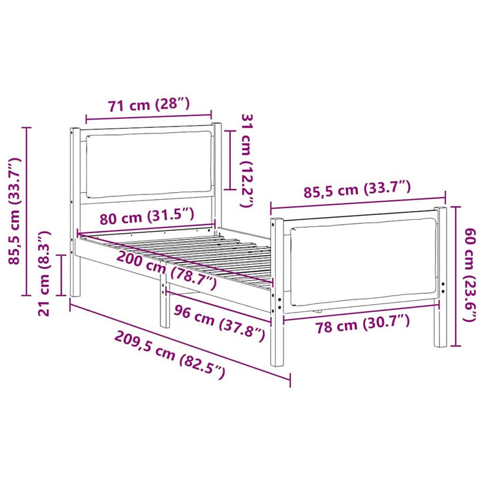 Cadru de pat cu headboard Gri deschis 80 x 200 cm țesătură - WALTI WALTI