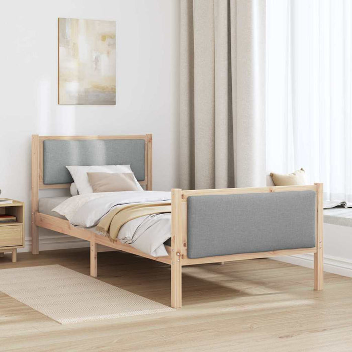 Cadru de pat cu headboard Gri deschis 90 x 190 cm țesătură - WALTI WALTI