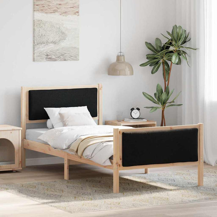Cadru de pat cu headboard Negru 90 x 190 cm țesătură - WALTI WALTI