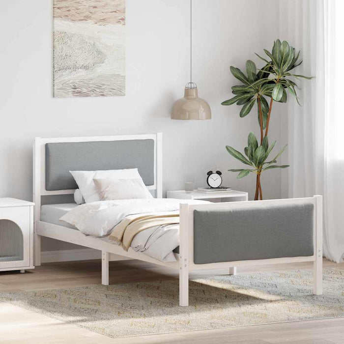 Cadru de pat cu headboard Gri deschis 90 x 190 cm țesătură - WALTI WALTI