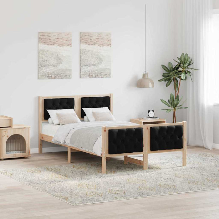 Cadru de pat cu headboard Negru 120 x 200 cm Lemn de pin masiv - WALTI WALTI