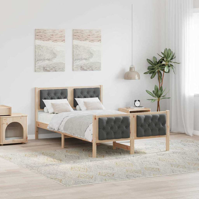 Cadru de pat Gri închis 120 x 190 cm Lemn de pin masiv - WALTI WALTI