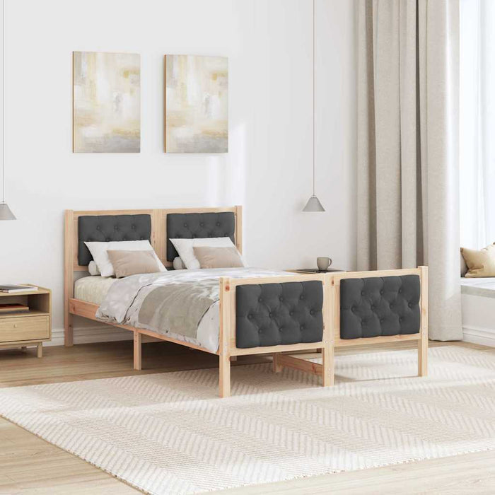Cadru de pat Gri închis 120 x 190 cm Lemn de pin masiv - WALTI WALTI