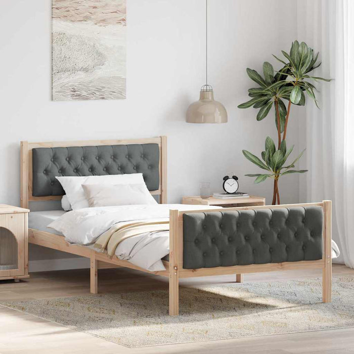 Cadru de pat Gri închis 100 x 200 cm Lemn de pin masiv - WALTI WALTI
