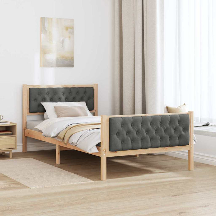 Cadru de pat Gri închis 100 x 200 cm Lemn de pin masiv - WALTI WALTI