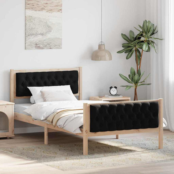 Cadru de pat cu headboard Negru 100 x 200 cm Lemn de pin masiv - WALTI WALTI