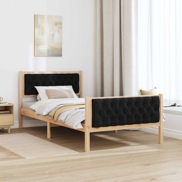 Cadru de pat cu headboard Negru 100 x 200 cm Lemn de pin masiv - WALTI WALTI