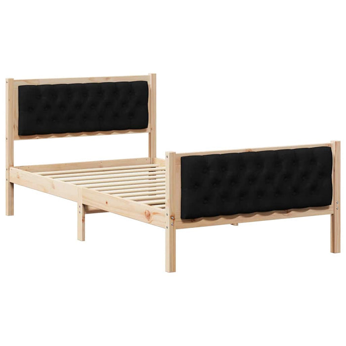 Cadru de pat cu headboard Negru 100 x 200 cm Lemn de pin masiv - WALTI WALTI