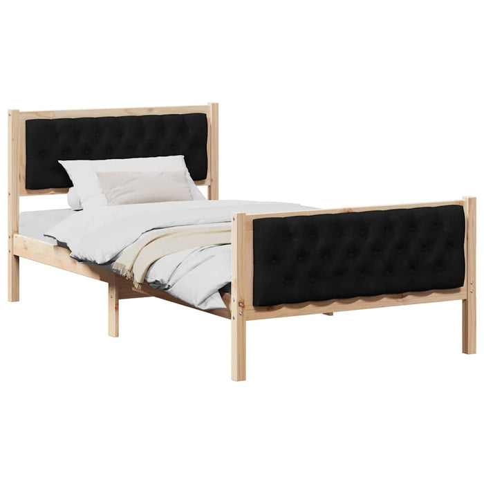 Cadru de pat cu headboard Negru 100 x 200 cm Lemn de pin masiv - WALTI WALTI