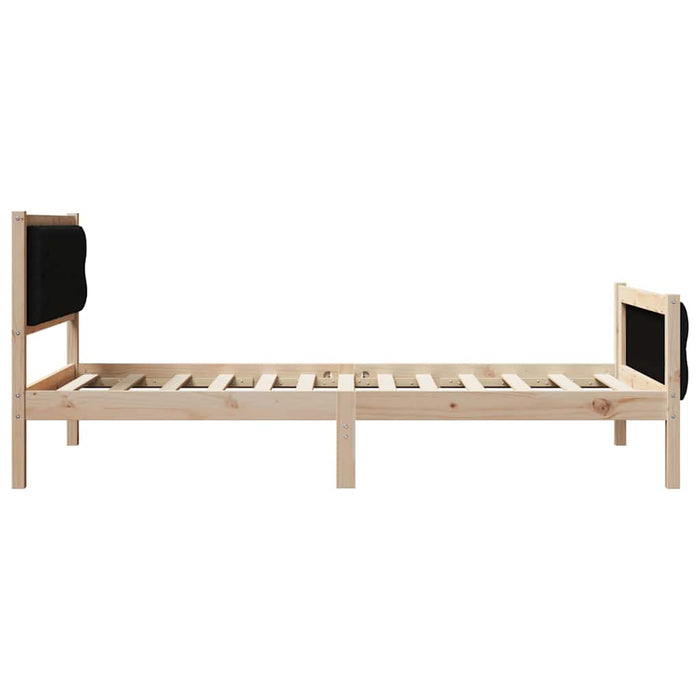 Cadru de pat cu headboard Negru 100 x 200 cm Lemn de pin masiv - WALTI WALTI