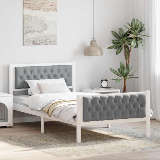 Cadru de pat Gri deschis 100 x 200 cm Lemn de pin masiv - WALTI WALTI