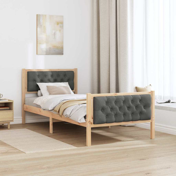 Cadru de pat Gri închis 90 x 200 cm Lemn de pin masiv - WALTI WALTI