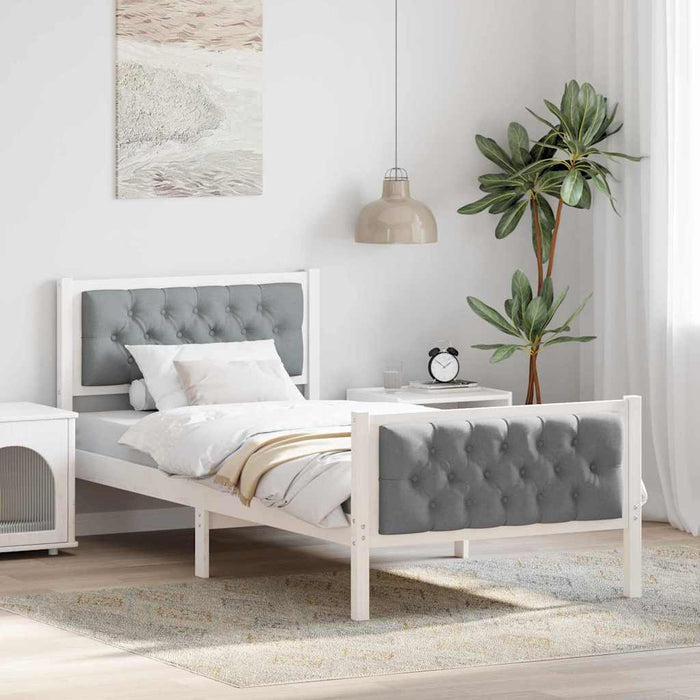 Cadru de pat Gri deschis 90 x 200 cm Lemn de pin masiv - WALTI WALTI